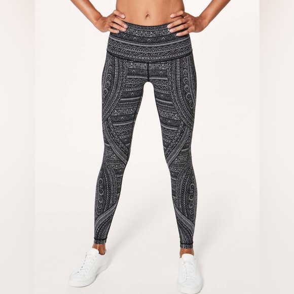Lululemon Wunder Under Hi-Rise Tight Nulux 28" Entwined Ice Grey Black Size 4 - Picture 1 of 5